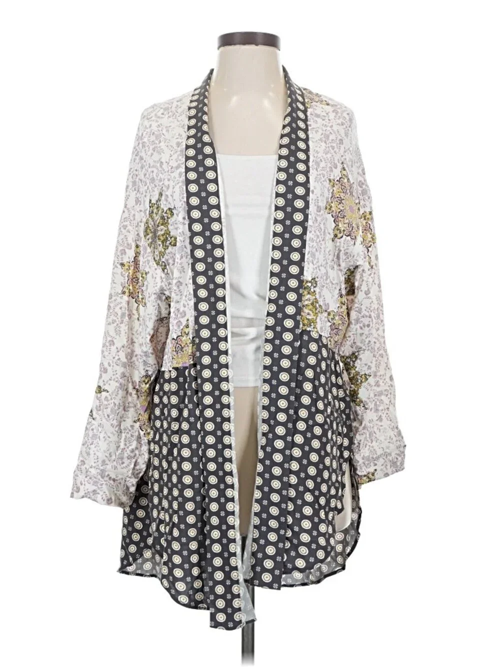Free People Forget Me Not Mixed Print Kimono Cardigan XS Boho